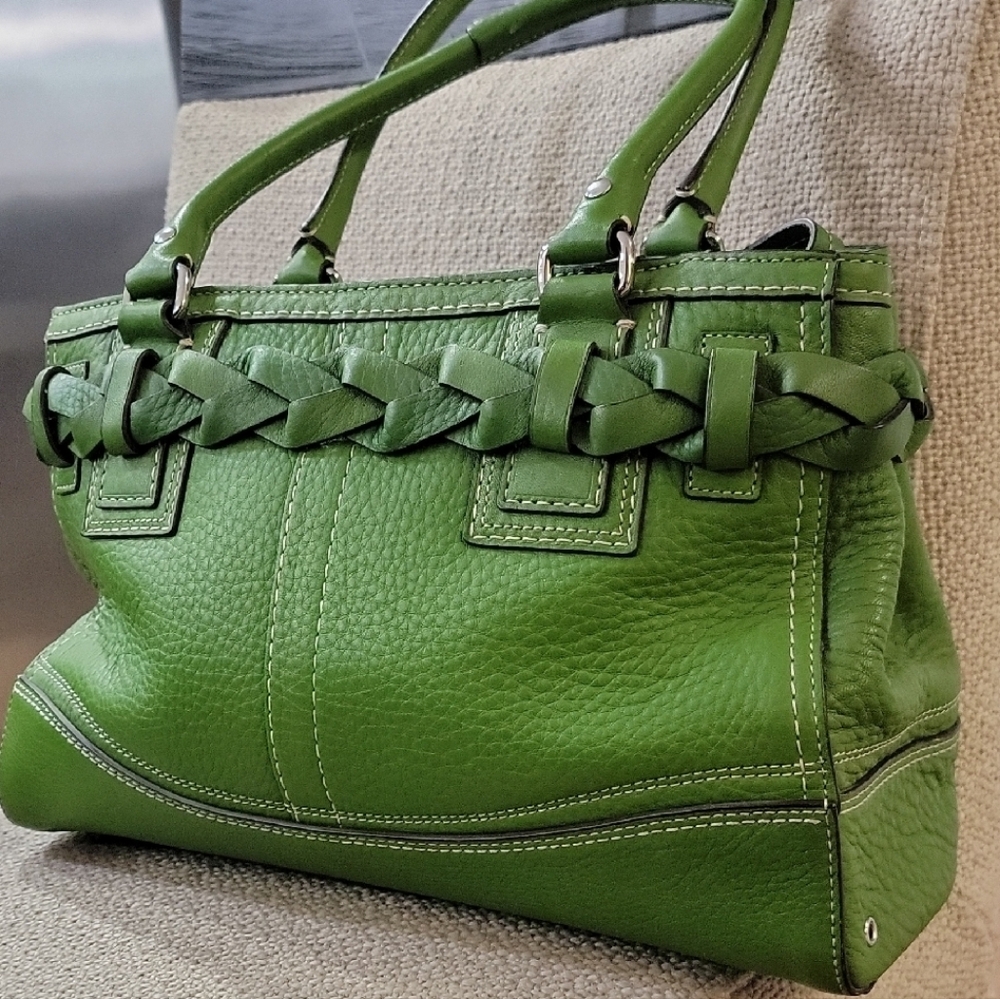 Coach Vibrant Green Leather Satchel - Picture 3 of 5